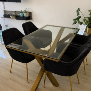 Comedor London mesa de vidrio + 4S