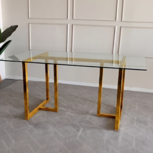 mesa de comedor oval en vidrio