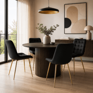 Pack de 4: Silla Velvet capitoné Premium - negro Pack de 4: Silla Velvet capitoné Premium - negro