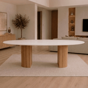 Mesa de comedor Moon cubierta cuarzo Mesa de comedor Moon cubierta cuarzo