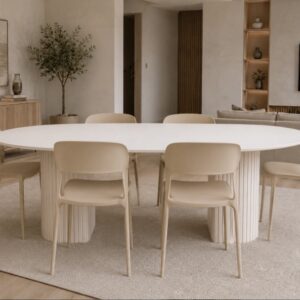 Mesa de comedor Moon cubierta cuarzo Mesa de comedor Moon cubierta cuarzo