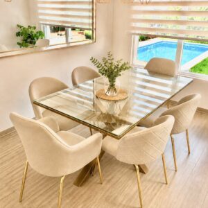 Comedor de vidrio de 6 puestos