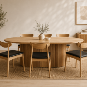 Silla de Comedor madera asiento PU Nórdica Silla de Comedor madera asiento PU Nórdica